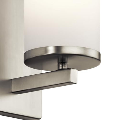 Kichler Crosby 9.25" 1-Light Wall Sconce Light, Brushed Nickel - color: Brushed Nickel, size: 1 Light, style: Satin Etched Cased Opal Glass
