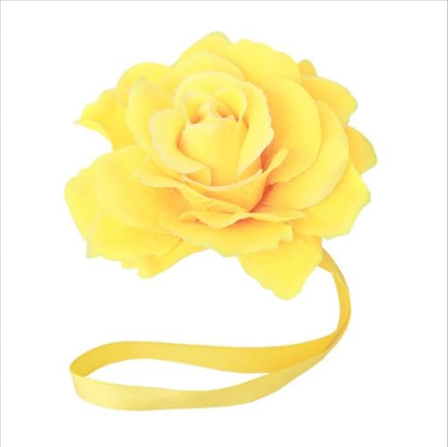 Curtain Tiebacks, Rose Magnetic Curtain Holders，Elegant 2 Pack Decorative Rope Holdback Holder, Home Decor Thin or Sheer Window Drapries Bed Canopy (Yellow) - color: Yellow-2pack