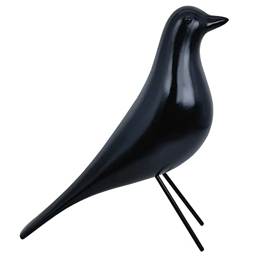 Modern Home Decor Birds Figurine - Mid Century Walnut Wood Home Office Decor Art Pigeon Gifts (Black Wood)… - color: Wood-black