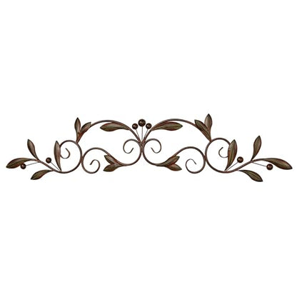 Touch of Class Catalonia Olive Metal Wall Art Topper, Medium, Brown - color: Brown, size: 7.5"L x 36"W