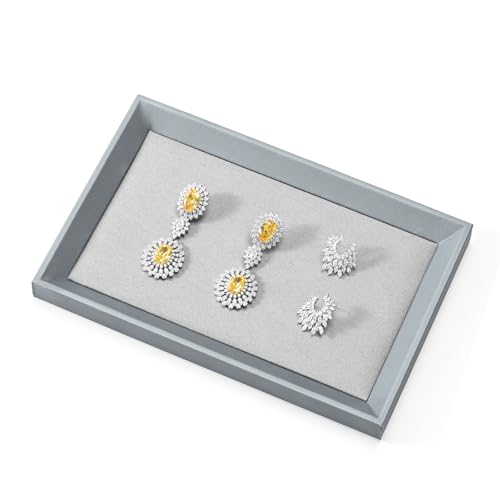 Oirlv Leather Small Jewelry Tray Grey - size: 9.1" x 5.9" x 0.8"
