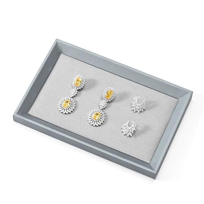 Oirlv Leather Small Jewelry Tray Grey - size: 9.1" x 5.9" x 0.8"