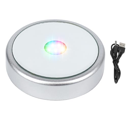 LED Multimodal Multicolor Light Base Silver Lighted Stand for Crystal Art Display Round Stand - color: B-multi-mode Silver Base