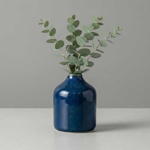Sunddo Blue Ceramic Vase, 4 Inch - color: Dark Blue, size: 4 inch