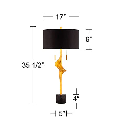 Athena 35 1/2" Large Table Lamp Gold Leaf Skinny Sculptural Mid Modern