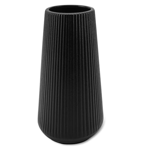 Black Ceramic Vase, GUKJOB Cute Flower Vase for Pampas Grass, Home, Living Room, Dining Table, Farmhouse, Office Decor, Bedroom, Table, and Kitchen Shelf (XL Black) - color: XL Black - 1pc