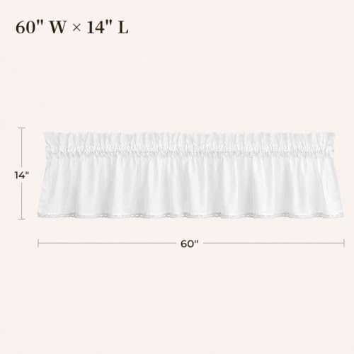 White Cotton Crochet Edge Window Valance, 14" L x 60" W, 2 Panels - color: White, size: 14"L x 60"W (Pack of 2)