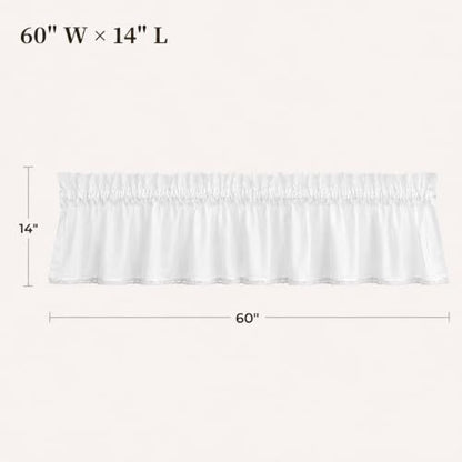 White Cotton Crochet Edge Window Valance, 14" L x 60" W, 2 Panels - color: White, size: 14"L x 60"W (Pack of 2)