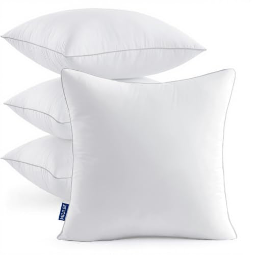 MIULEE 24x24 Inch Euro Pillow Inserts Pack of 4 with 100% Textured Woven Fabric Cover - size: 24x24 Inch