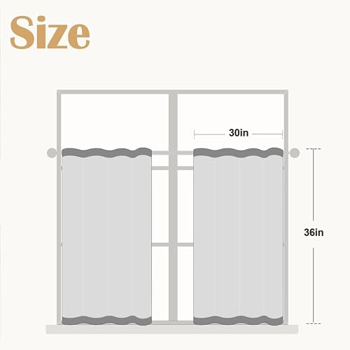 HIG 2 Pack Camel Handcrafted Window Treatment Tiers Curtains, 30"x36" - color: Camel, size: 30"W x 36"L (Pack of 2)