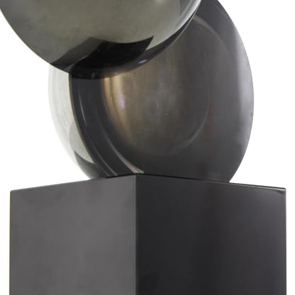 Deco 79 Glass Abstract Decorative Sculpture Stacked Orb Home Decor Statue with Black Base, Accent Figurine 6" x 4" x 18", Silver - size: 6" x 4" x 18"