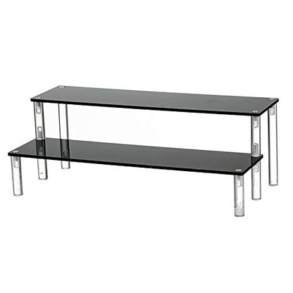 2 Tier Black Acrylic Display Riser Cupcake Stand Display Shelf for Decoration, Makeup - size: 2 tier