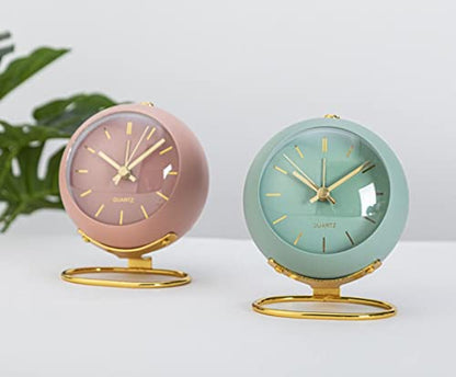SHISEDECO Small Tableclocks Classic Non-Ticking Tabletop Alarm Clock,Green - color: Rn- Green