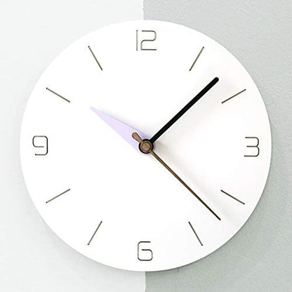 Stephanie Imports Modern Minimalist White & Pastel Purple Silent Wall Clock - color: White & Pastel Purple