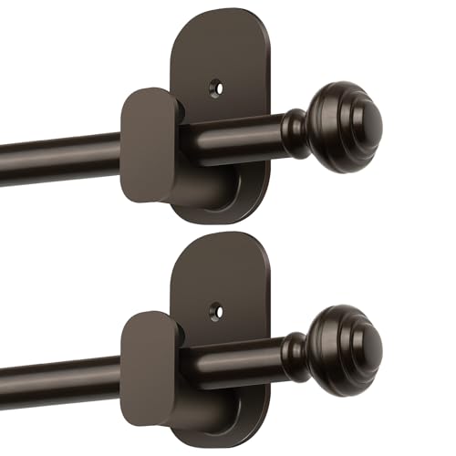 KAMANINA No Drill Curtain Rods 2 Pack 16-30", 3M Adhesive Brackets, Bronze - color: Bronze, size: 16-30"（2Pack）