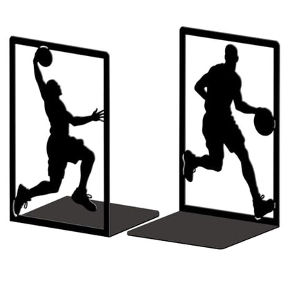 Peacoblue 5.3"x4.3"x7.9" Metal Bookends, Heavy Duty Book Ends for Shelves - style: Basketball