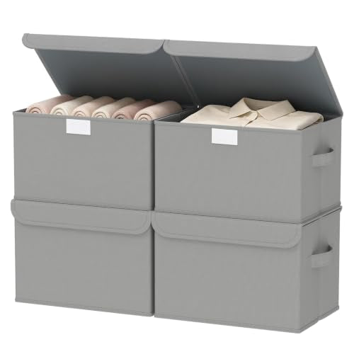 Foldable Storage Bins, Closet Boxes, 4 Pack, Grey, 13x9x7.9 In - color: Grey, size: Medium（4 Pack）
