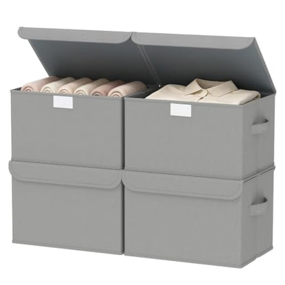 Foldable Storage Bins, Closet Boxes, 4 Pack, Grey, 13x9x7.9 In - color: Grey, size: Medium（4 Pack）