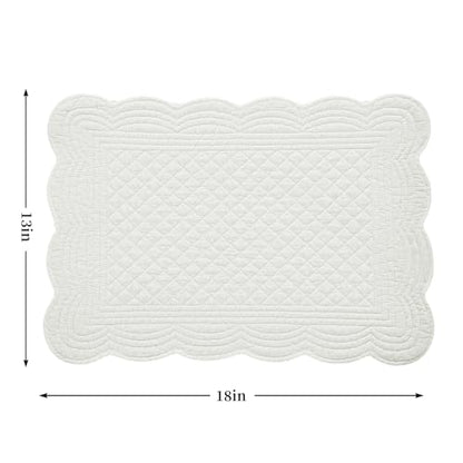 HOMBYS Quilted Placemats Set of 6 Washable-13x18 inches Rectangular Placemats for Kitchen Table-100% Cotton Fabric Rectangular Table Mats, (Cream White) - color: Cream White
