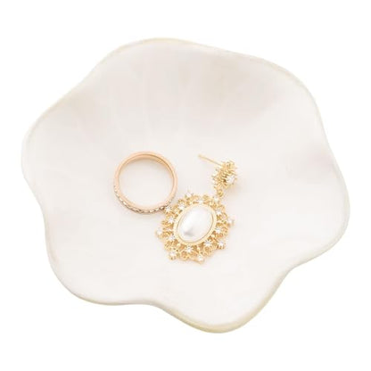 Ceramic Ring Dish, Jewelry Trinket Tray for Rings and Earrings - color: White Surface