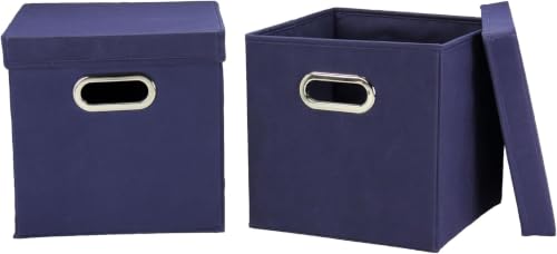 Household Essentials 33-1 Decorative Storage Cube Set with Removable Lids | Navy | 16-Pack - size: 2 Count (Pack of 8)