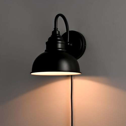 Mini Gooseneck Wall Sconce, 2-Way Mount with Switch, Black - color: Black