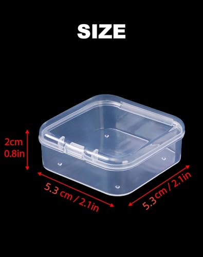 LJY 48 Clear Square Plastic Boxes, 53 x 53 x 20 mm for Beads - color: Transparent, size: Single Size (2.1 x 2.1 x 0.8 inch)