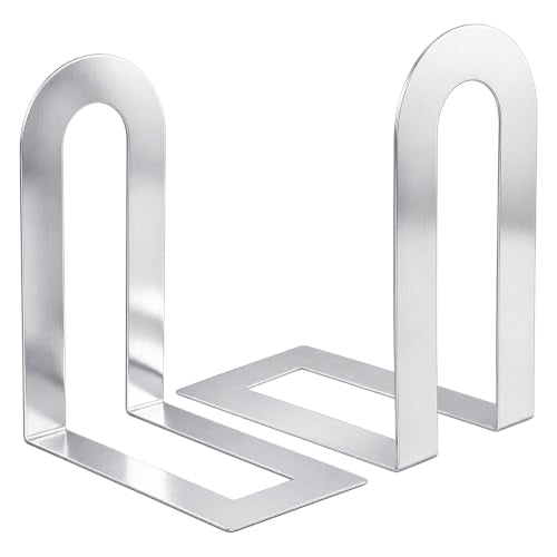 Chunful 6 Pcs Sliver Metal BookEnds Shelves, 7.5 x 5.75 x 3.5 in - color: Sliver, size: 7.5*5.75*3.5inch