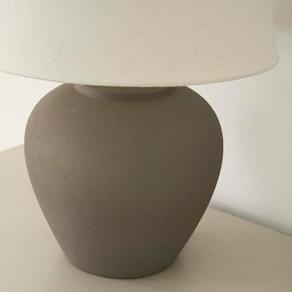 Nourison Home 20" Brown Matte Ceramic Table Lamp with Fabric Shade, Bedside Nightstand Lamp for Bedroom, Living Room, Entryway - color: Brown