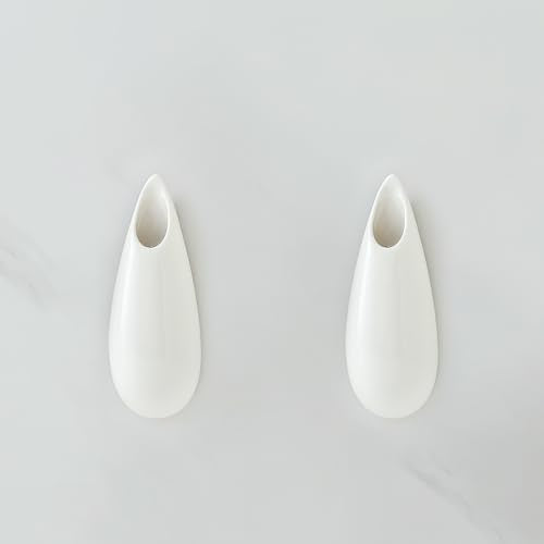 White Ceramic Wall Vases, Set of 2, 5.9 Inch, Teardrop Design - color: 2pcs-small