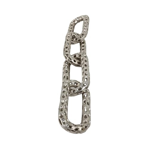 25x4 Pierced Metal 4-Chain Link Object, Silver - color: Silver