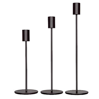 zeochyni Black Taper Candle Holder Metal Candlestick Holders Set of 3 - color: Black, size: Set of 3