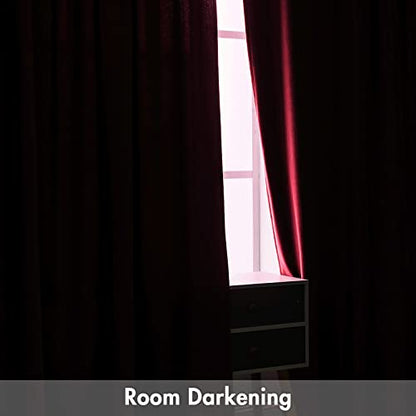 MIULEE Burgundy Red Blackout Velvet Curtains Drapes 72 Inch Long 52"x72" - color: Burgundy, size: 52"W x 72"L (Pack of 2)