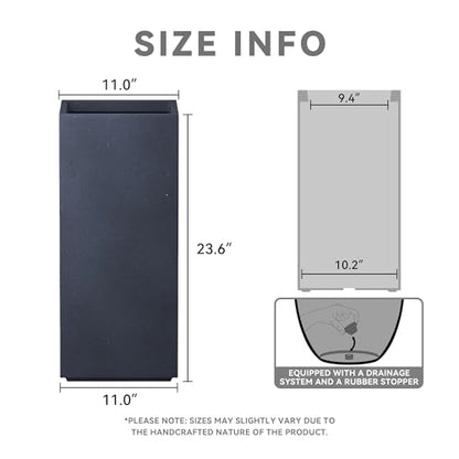 Kante Accent Column Square Charcoal Concrete Planter 23.6" H, Outdoor - color: Dark Gray, size: 23.6" H