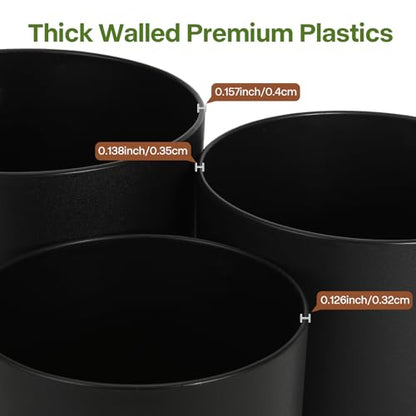 GARDIFE 3 Pack Cylinder Planter Set 10/9/8 Inch White Indoor Plant Pots - color: Black-brown