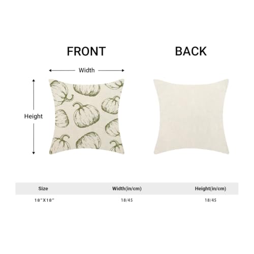 Fall Decor Pillow Covers 18x18 Set of 2 Sage Green Pumpkin Decorative Throw Pillow Covers Outdoor Autumn Thanksgiving Pumpkin Pillowcase for Decorative Linen Cushion Covers for Sofa Couch Home - color: Green Pumpkin 3, size: 18" x 18" (Pack of 2)
