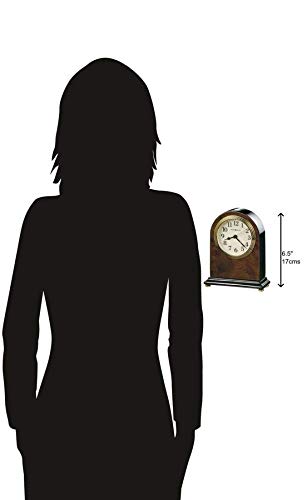 Howard Miller Bedford Tabletop Clock | Walnut Piano Finish, Brass-Tone Bezel, Quartz Movement, Off-White Dial – Home & Office Decor