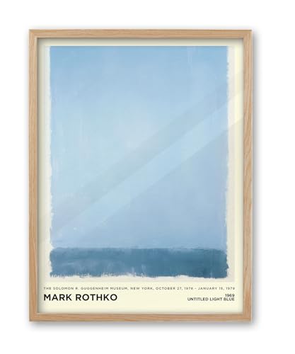 iHery 12x16in Natural OAK Wood Framed Light Blue Abstract Wall Art - color: OAK Framed Rothko Blue, size: 16"L x 12"W