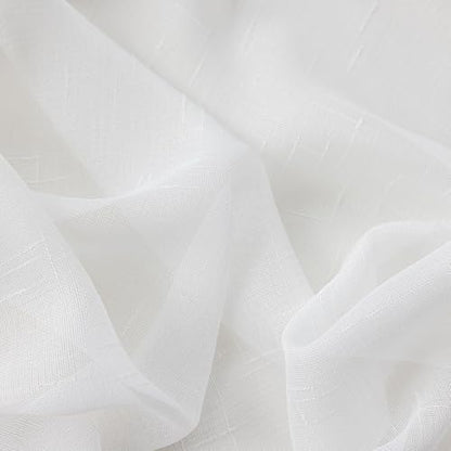 Off White Pinch Pleated Sheer Curtains 102 Inch Long Floor to Ceiling Linen - color: Off White, size: 50"W x 102"L (Pack of 2)