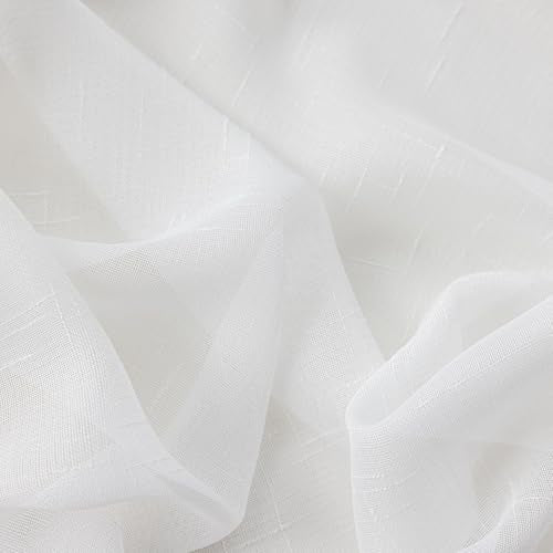 Off White Pinch Pleated Sheer Curtain 102 Inches Long Floor to Ceiling Thin - color: Off White, size: 50"W x 102"L (Pack of 1)