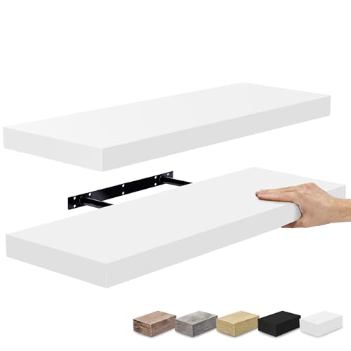 Sorbus Floating Shelves for Wall, Wood Wall Storage (2 Pack, White) - color: White, size: 2 Pack