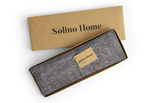 Solino Home 100% 순수 리넨 플레이스 매트 블랙, 아테나 35.6 x 35.6cm(14 x 14인치), 4개 세트 - color: 21: 블랙 샴브레이, size: 14" X 14" (Set of 4)