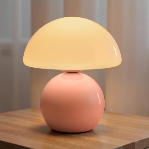NIORSUN Mushroom Lamp Table Lamp for Bedroom, Portables Cordless Table Lamp,Wireless lamp,Small Bedside Table Touch Lamps for Living Room,Mini Mushroom 5200mAh Battery Operated Lamp Modern Pink - color: Pink, size: 1 Pack-Wireless
