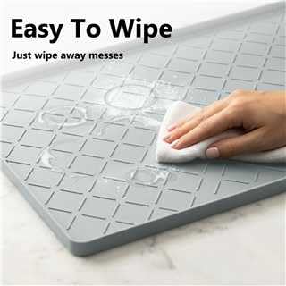 MateeyLife Silicone Waterproof Mat for Dog & Cat Food Mat 19"X12" - color: Light Grey, size: 19"L x 12"W