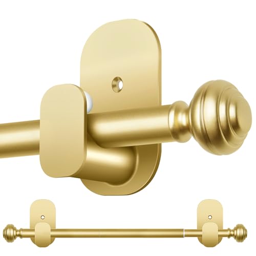KAMANINA Curtain Rods No Drilling 16-30", Strong 3M Adhesive Brackets, Gold - color: Gold, size: 16-30"