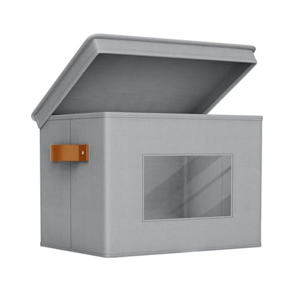Univivi Fabric Storage Bins with Lids for Clothes 3 Pack, Grey - color: Gray