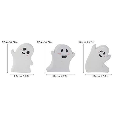 Jxueych Halloween Ghost Decor Rustic Wooden Sign Set of 3 Table Tiered Tray Decorations, Party Home Shelf Display - style: Rustic