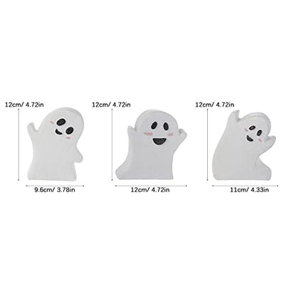 Jxueych Halloween Ghost Decor Rustic Wooden Sign Set of 3 Table Tiered Tray Decorations, Party Home Shelf Display - style: Rustic