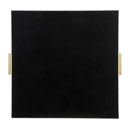 HofferRuffer Extra Large Square Serving Tray, Elegant Faux Leather Ottoman Tray with Gold Hardware Handles, Serve Tea, Coffee or Breakfast in Bed, 24 x 24 inches (Light Grey, 24" x 24" x 2") - color: Light Grey, size: 24" x 24" x 2"