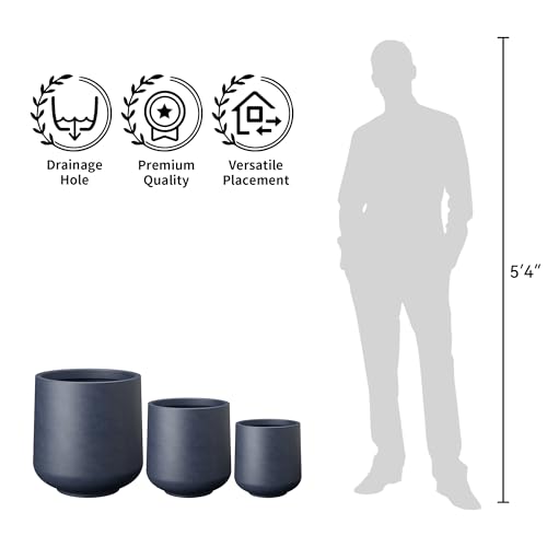 Kante Accent Round Curved Charcoal Concrete Planter 13" Dia, Outdoor - color: Charcoal, size: 11.6" D
